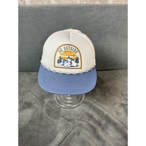 Go Outside Wildland Hat Cap Snap Back Mens One Size Blue Cream Trucker Mesh
